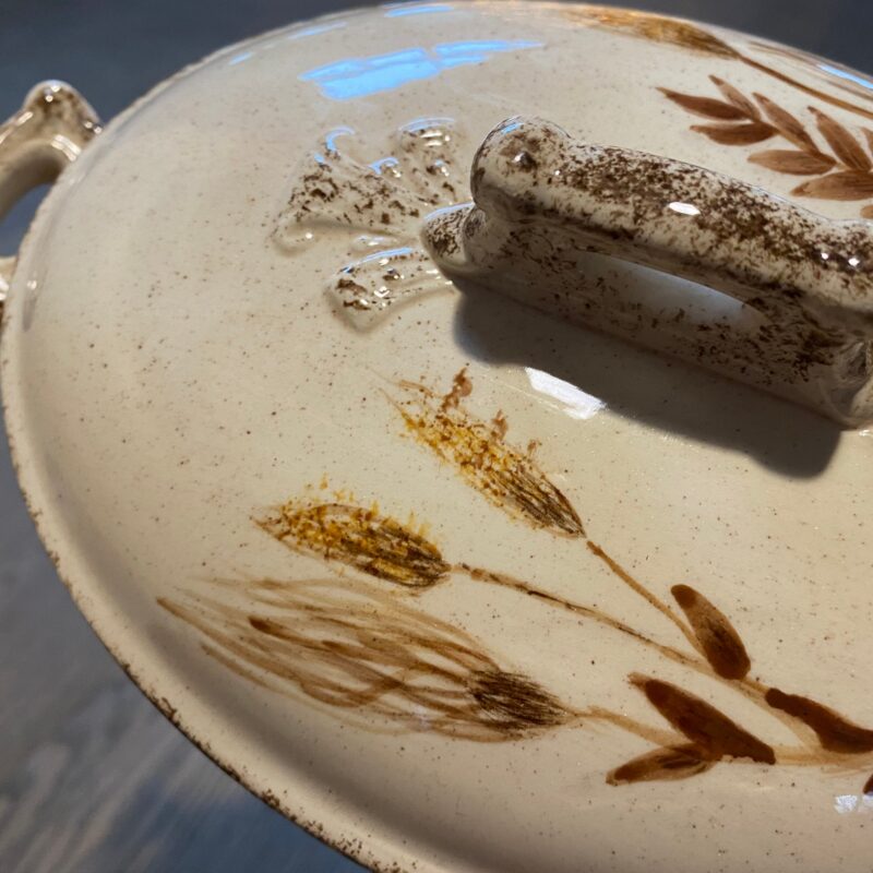 Vintage Ceramic Vegetable Serving Dish with Lid — Hand-Painted Collectible