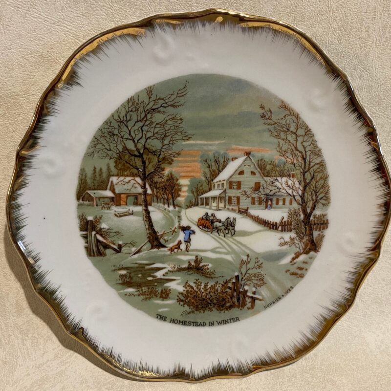 “The Homestead in Winter” — Currier & Ives Decorative Wall Plate — Japan