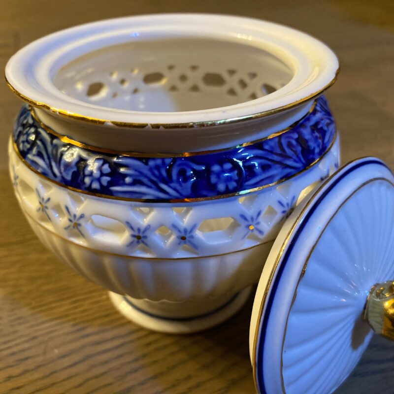 Vintage Ceramic Sugar Bowl — Gold Edged — Collectible