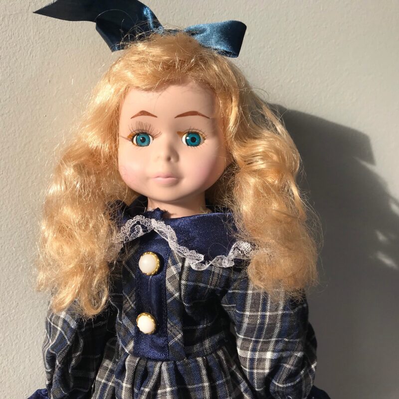 The Princess Collection — Vintage Porcelain Doll — Blue Plaid Dress — 16″