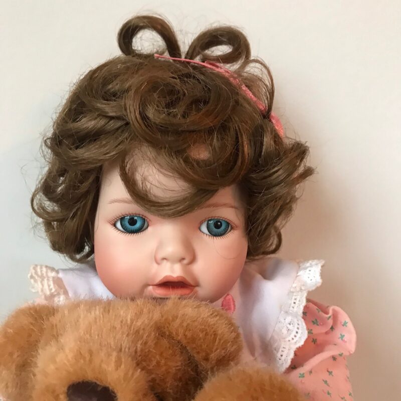 Vintage Porcelain Doll — Country Garden Dress — 16″