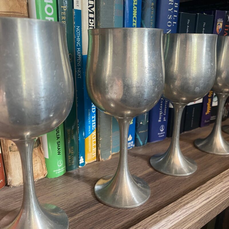 Set of 5 Vintage Pewter Tulip Goblets — Royal Selangor — Malaysia