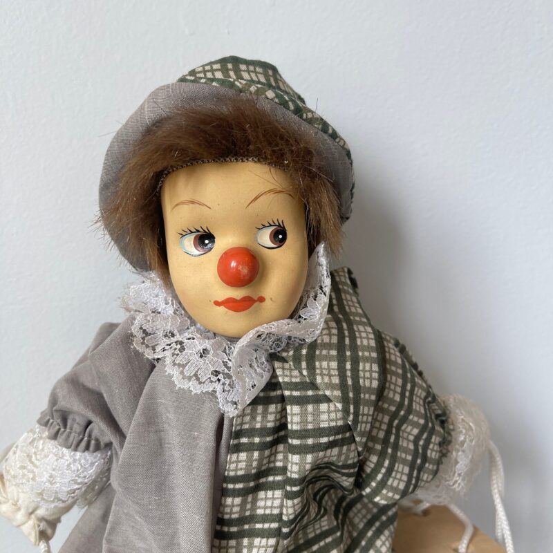 Vintage Porcelain Doll — Lace Dress with Long Hair — 16″