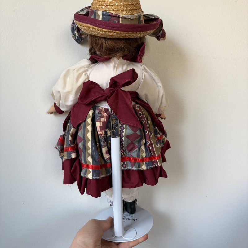 Heritage Mint Porcelain Doll with Braided Hair and Hat