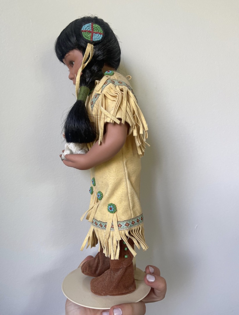 Vintage Porcelain Doll — Rose Pink Dress — 16" - Image 3