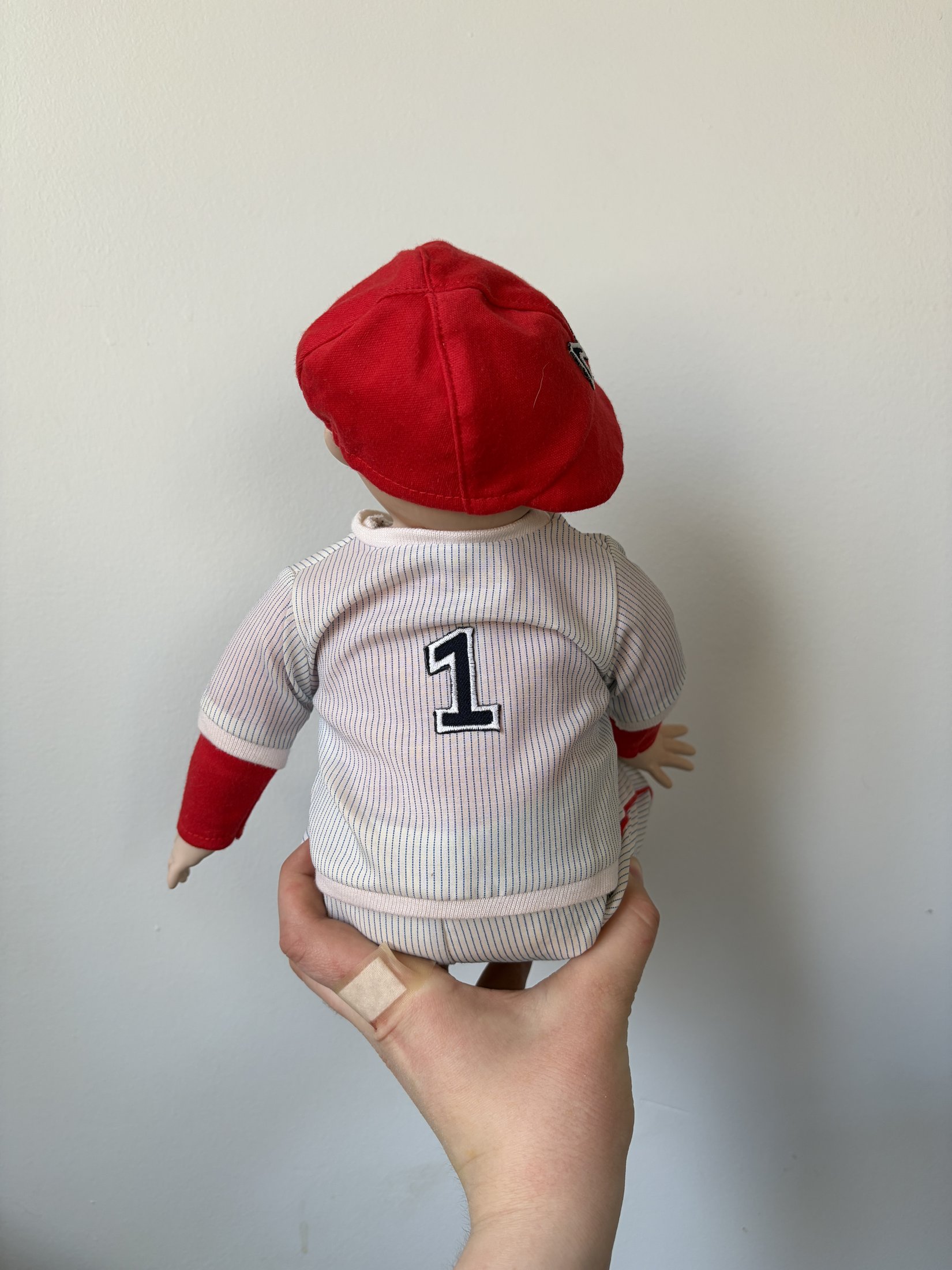 Porcelain Baseball Doll with Red Cap and Ball - Image 5
