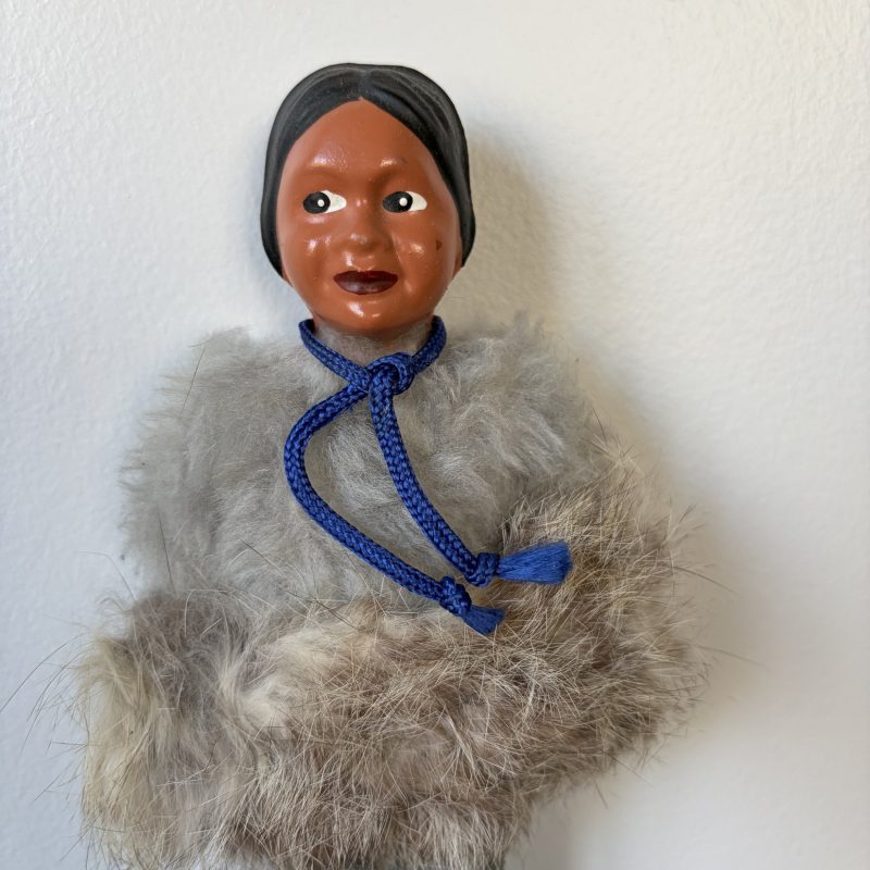 Vintage Inuit Porcelain Doll with Fur Coat 9”