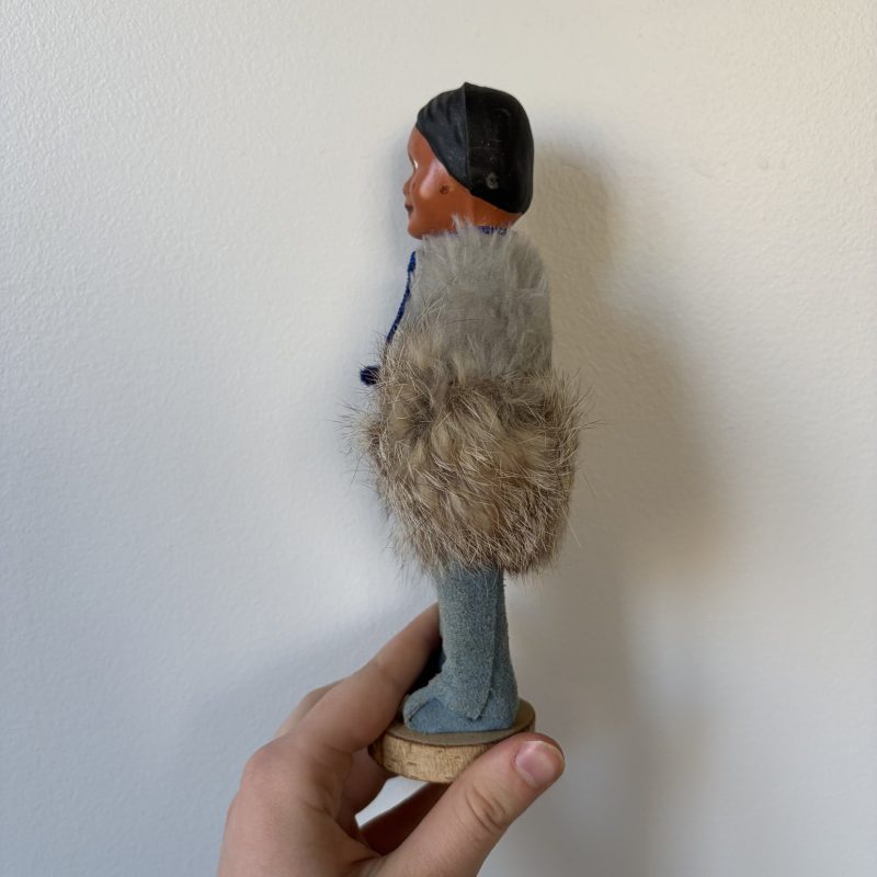 Vintage Inuit Porcelain Doll with Fur Coat 9”
