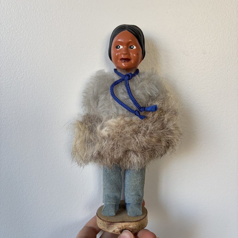 Vintage Inuit Porcelain Doll with Fur Coat 9”